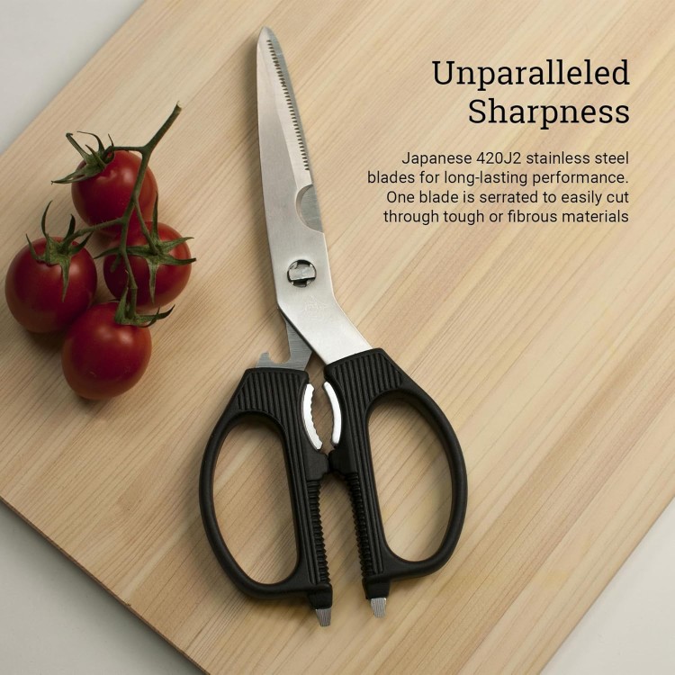 Shun Multi Purpose Shears, Stainless Steel Kitchen Scissors, DM7300, Black, 3.5 Inch Blade