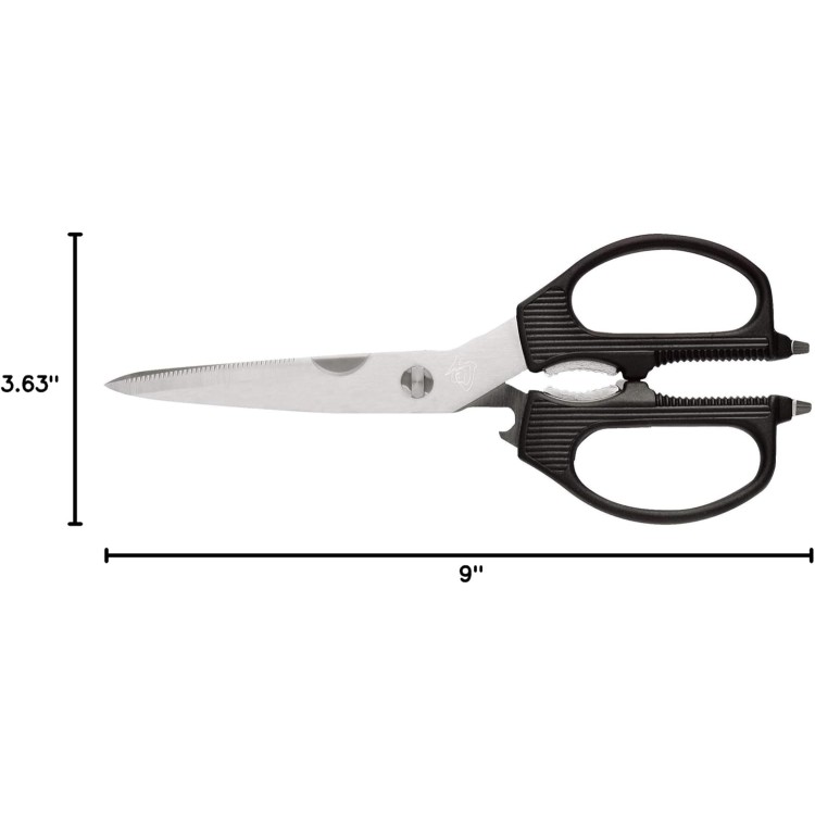 Shun Multi Purpose Shears, Stainless Steel Kitchen Scissors, DM7300, Black, 3.5 Inch Blade