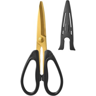 Golden Titanium Coating Kitchen Scissors with Blade Cover, Stainless Steel, Comfortable Handle, Heavy Duty