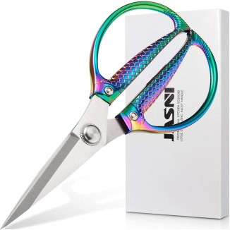 Jasni Fish pattern Powerful kitchen scissors professional Heavy Duty Multi-Purpose pretty Color rainbow Titanium Coating Forged Stainless Steel fish bones Shears Office Home scissors