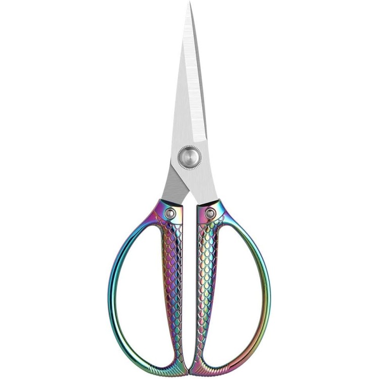 Jasni Fish pattern Powerful kitchen scissors professional Heavy Duty Multi-Purpose pretty Color rainbow Titanium Coating Forged Stainless Steel fish bones Shears Office Home scissors