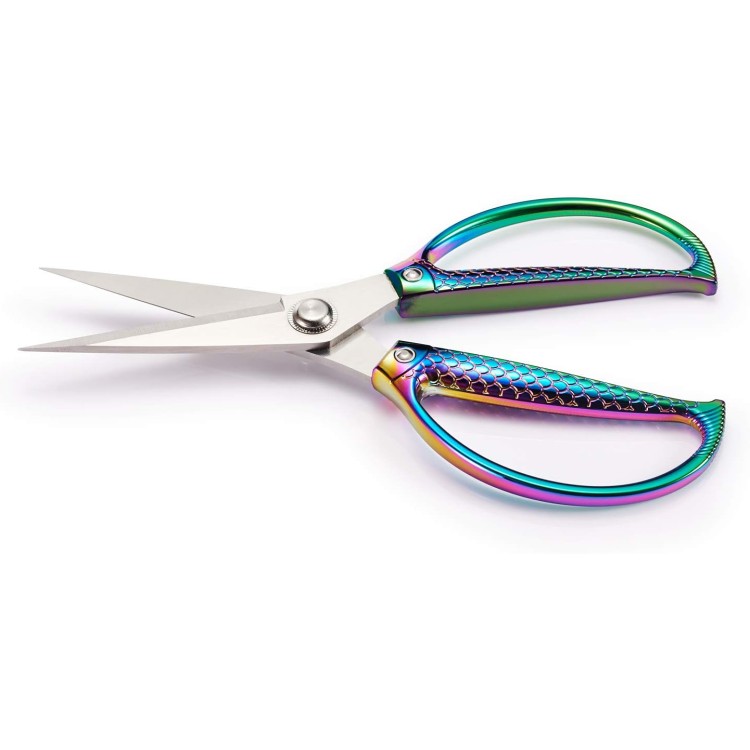 Jasni Fish pattern Powerful kitchen scissors professional Heavy Duty Multi-Purpose pretty Color rainbow Titanium Coating Forged Stainless Steel fish bones Shears Office Home scissors