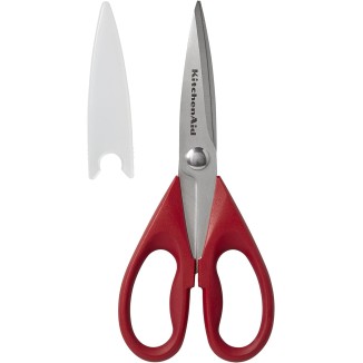 KitchenAid All Purpose Kitchen Shears with Protective Sheath for Everyday use, Dishwasher Safe Stainless Steel Scissors with Comfort Grip, 8.72-Inch, Red