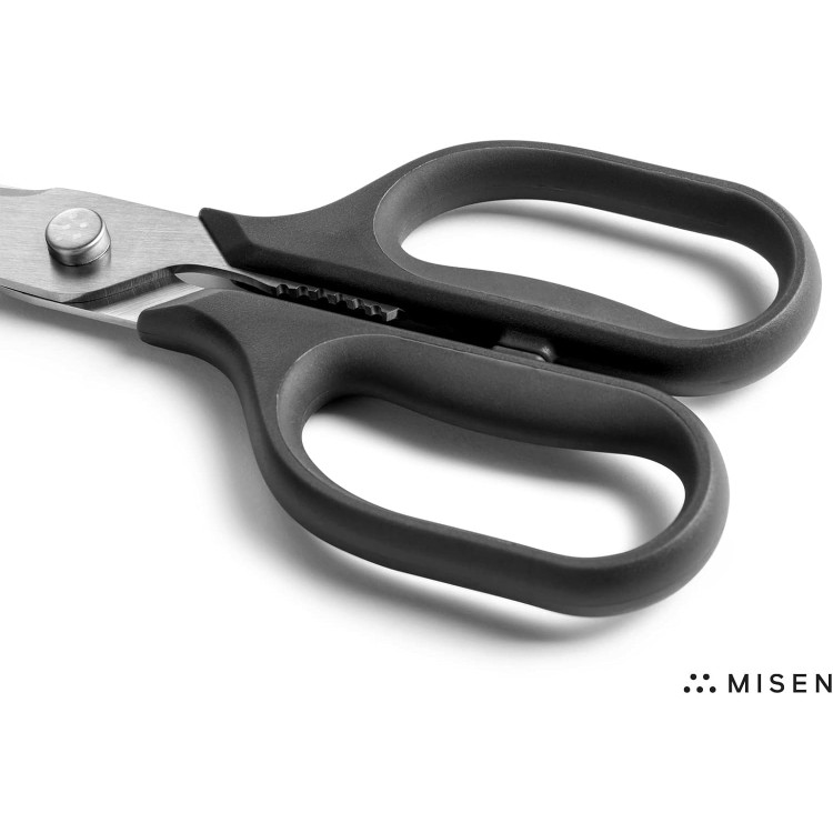 Misen Heavy Duty Kitchen Shears - Versatile Kitchen Scissors for Meat, Poultry & More - Easy Clean Kitchen Shears/Scissors - Ambidextrous Comfort Handle - Black