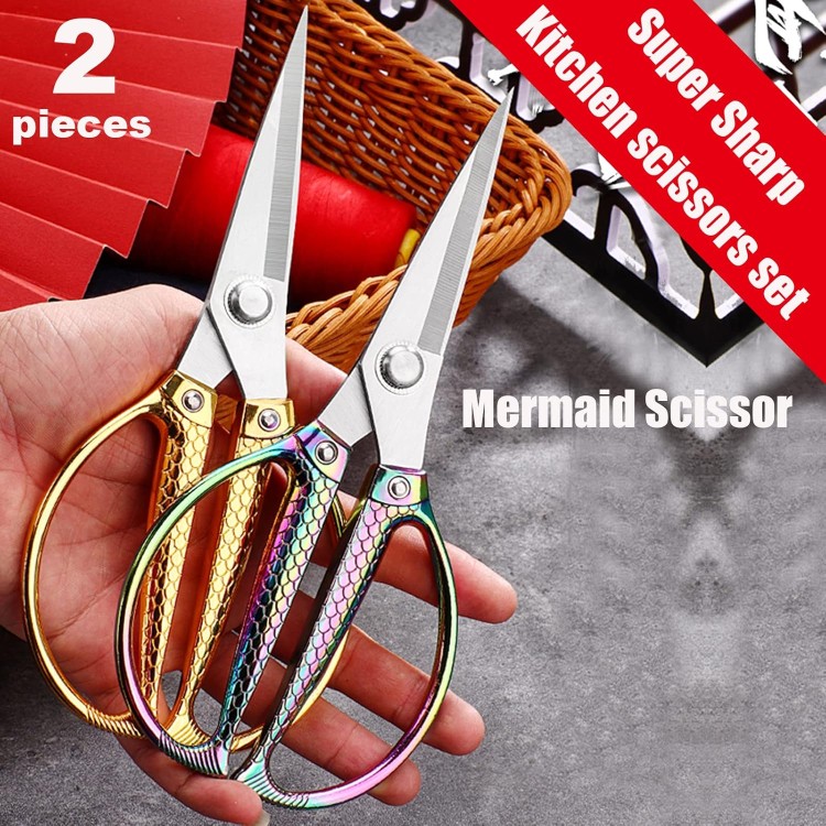 Kitchen Scissors 2 Pack,ANDONG Kitchen Shears Heavy Duty Poultry Shears Meat Scissors,Stainless Steel All Purpose Ultra Sharp Utility Scissors Dishwasher Safe,Cooking Scissors For Food,Fish,Turkey