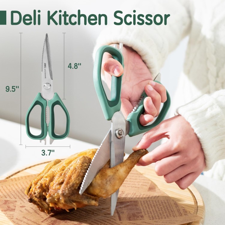 deli Kitchen Scissors All Purpose, Stainless Steel Kitchen Shears Heavy Duty 5 in 1, Dishwasher Safe Cooking Scissors for Food, Meat, Chicken, Fish, Vegetables, Herbs, Bottle Opener