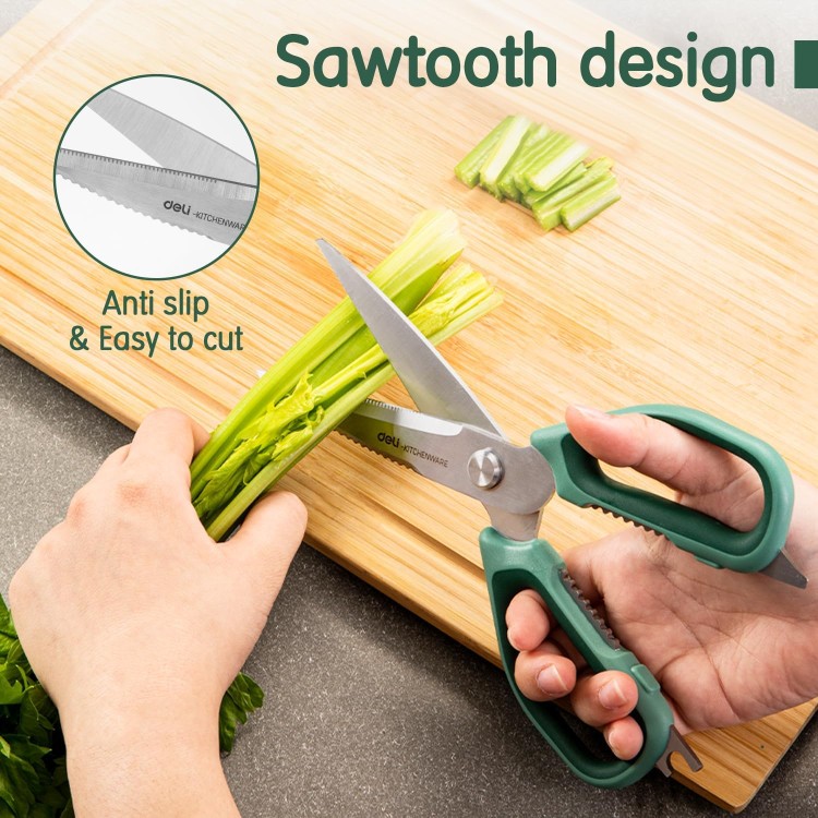 deli Kitchen Scissors All Purpose, Stainless Steel Kitchen Shears Heavy Duty 5 in 1, Dishwasher Safe Cooking Scissors for Food, Meat, Chicken, Fish, Vegetables, Herbs, Bottle Opener