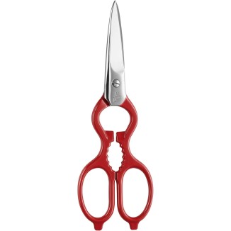 Zwilling Kitchen Shears, Multi-Purpose, Bottle Opener, Jar Lid Lifter, Dishwasher Safe, Heavy Duty, Forged Stainless Steel Blades, Red 7.9-inch