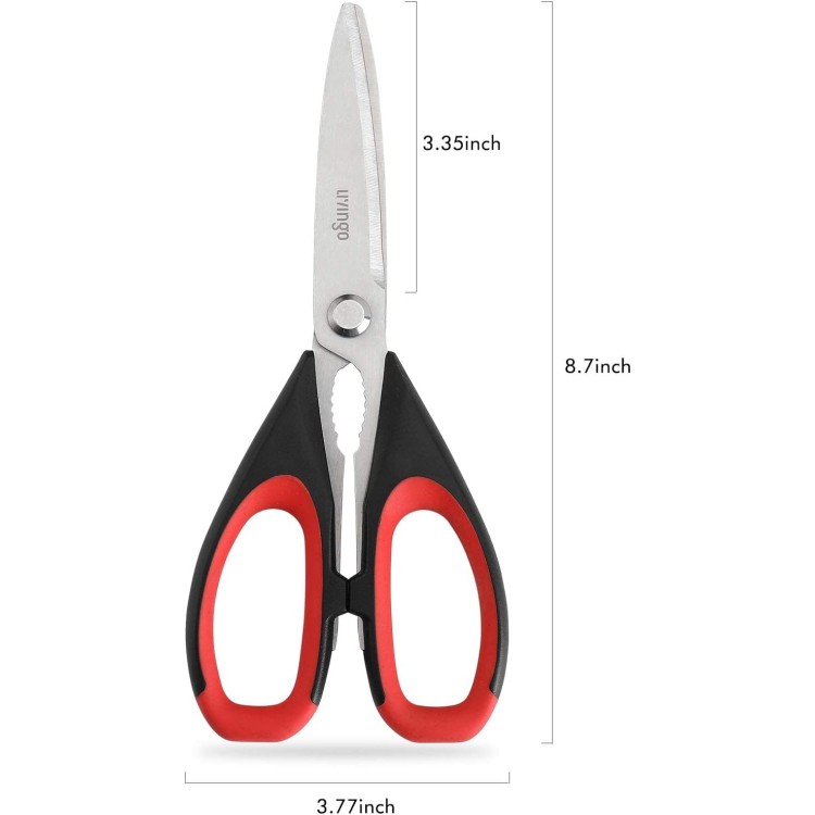 LIVINGO Kitchen Scissors Heavy Duty, 8.5 inch Dishwasher Safe Ultra Sharp Premium Heavy Duty Kitchen Shears, Multi Purpose Cooking Scissors Stainless Steel