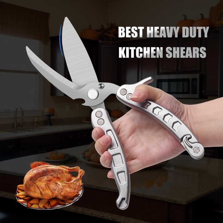 Poultry Shears Heavy Duty,Kitchen Shears,Multi-purpose Stainless Steel Kitchen Scissors for Christmas Turkey Food Rigid Bones, Chicken,Fish,Meat,Separable easy to clean thoroughly,Dishwasher Safe.