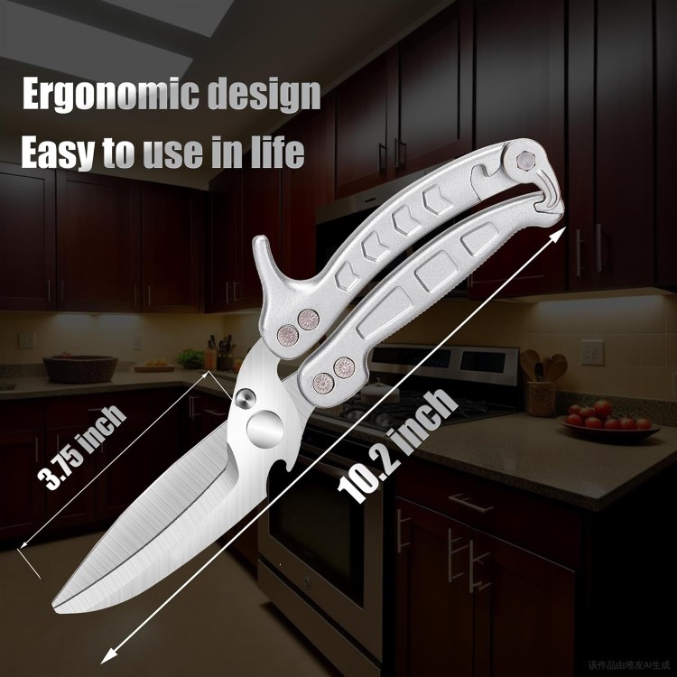 Poultry Shears Heavy Duty,Kitchen Shears,Multi-purpose Stainless Steel Kitchen Scissors for Christmas Turkey Food Rigid Bones, Chicken,Fish,Meat,Separable easy to clean thoroughly,Dishwasher Safe.