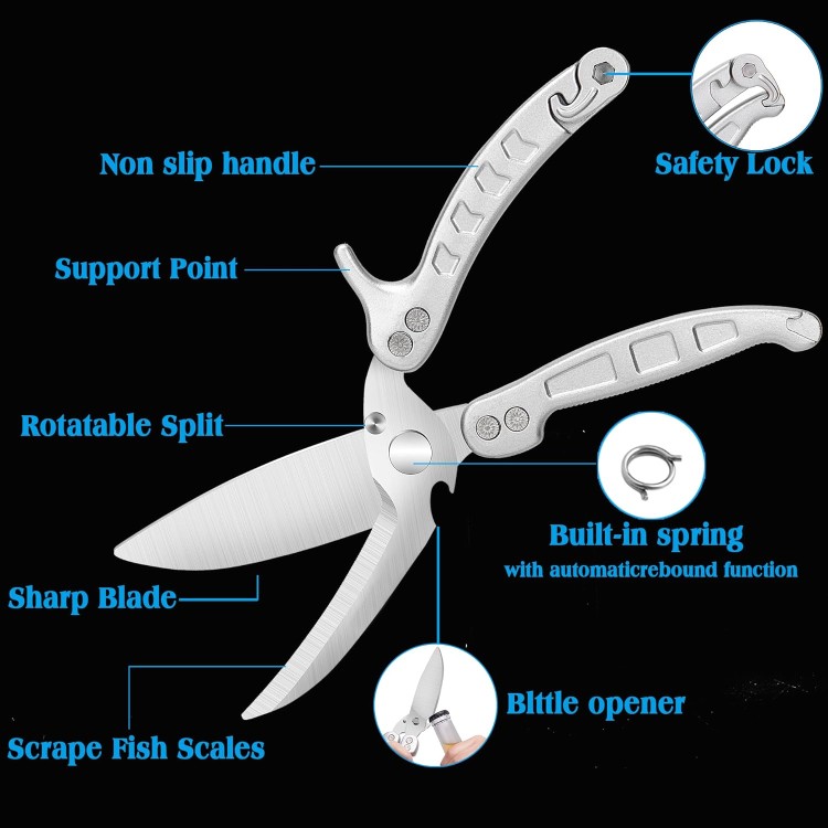 Poultry Shears Heavy Duty,Kitchen Shears,Multi-purpose Stainless Steel Kitchen Scissors for Christmas Turkey Food Rigid Bones, Chicken,Fish,Meat,Separable easy to clean thoroughly,Dishwasher Safe.