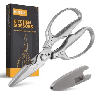 Kitchen Scissors, All Purpose Heavy Duty Kitchen Shears for Food,Metal Handle Stainless Steel Cooking Scissors for Chicken,Poultry,Meat,Herbs,Fish,Bone,Bread,Dishwasher safe,8.3 Inch silver