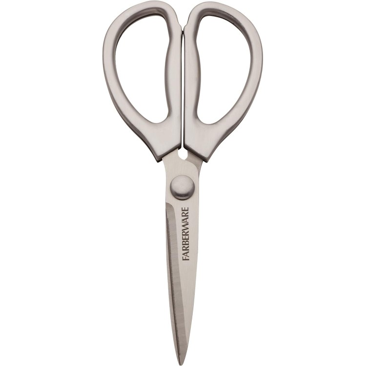 Farberware All Purpose High Carbon Stainless Steel Shears with Contoured Handles, 8.2 x 3.5 x 0.5 inches, Silver