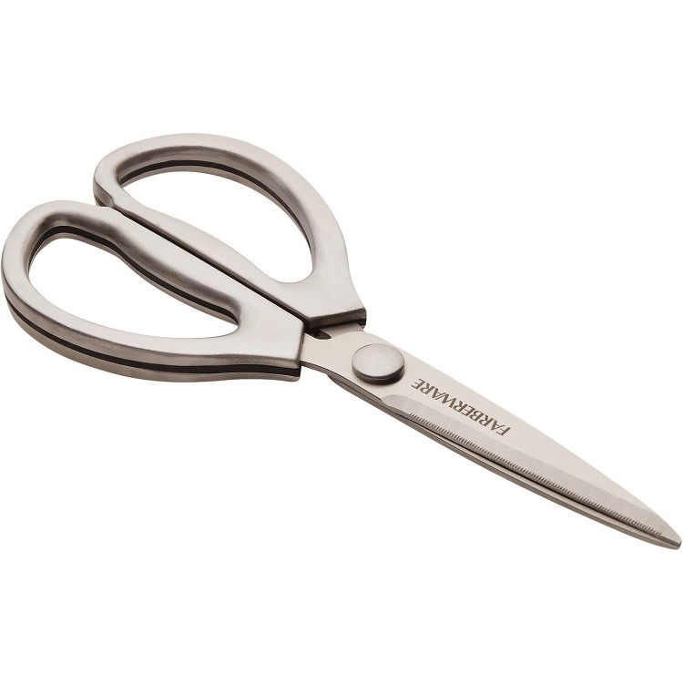 Farberware All Purpose High Carbon Stainless Steel Shears with Contoured Handles, 8.2 x 3.5 x 0.5 inches, Silver