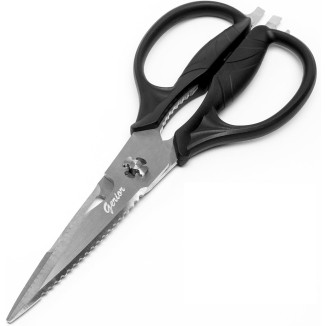 Kitchen Scissors - Heavy Duty Shears for Cutting Chicken, Poultry, Food, Meat - Black Handle