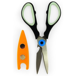 Kikkerland Multi-Purpose Ergonomic Toucan Kitchen Shears Scissors, Black/Orange, Cutting Herbs, Meat Trimming, Kitchen Tool