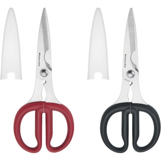 KitchenAid Multipurpose Shear Set, Versatile Scissors with Nutcracker, Bottle Opener, Ergonomic Handles with Protective Blade Covers, 2 Piece