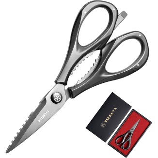 Kitchen Scissors All Purpose, Titanium Plated Kitchen Scissors for Food, Super Sharp Kitchen Shears Heavy Duty Cooking Scissors with Micro Serrated(Black)