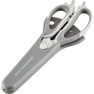 Rachael Ray Professional Multi Shear Kitchen Scissors with Herb Stripper and Sheath, 2 Piece, Gray