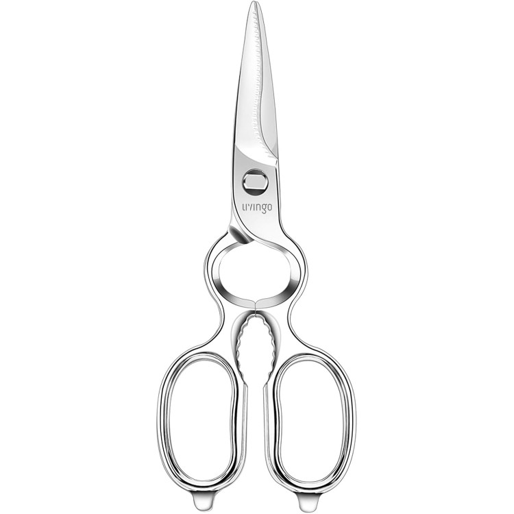 LIVINGO Kitchen Forged Shears Heavy Duty Come Apart Ultra Sharp Multi-function Stainless Steel Scissors Bottle Opener, Nut Cracker 8.5 inch