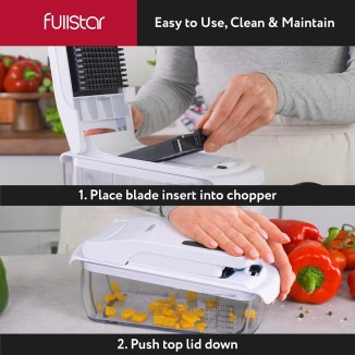 Fullstar Vegetable Chopper - Food Chopper - Onion Chopper - Vegetable Slicer & Spiralizer - Veggie Chopper with Container - Kitchen Gadgets - Home Essentials - Kitchen Accessories (9 in 1, White)