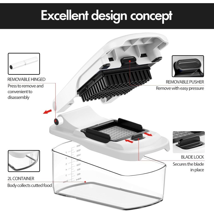 Cambom Vegetable Chopper Onion Chopper With Container, Multifunctional Food Chopper Vegetable Cutter Dicer Kitchen Gadgets, Carrot and Veggie Chopper 2 Blades