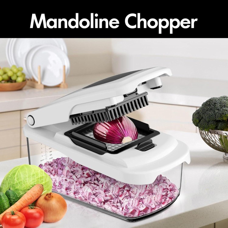 Cambom Vegetable Chopper Onion Chopper With Container, Multifunctional Food Chopper Vegetable Cutter Dicer Kitchen Gadgets, Carrot and Veggie Chopper 2 Blades