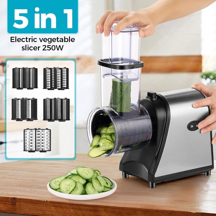 Electric Cheese Grater 250W, Electric Slicer Shredder, Professional Electric Vegetable Slicer for Carrots, Veggies, Potatoes, Upgraded