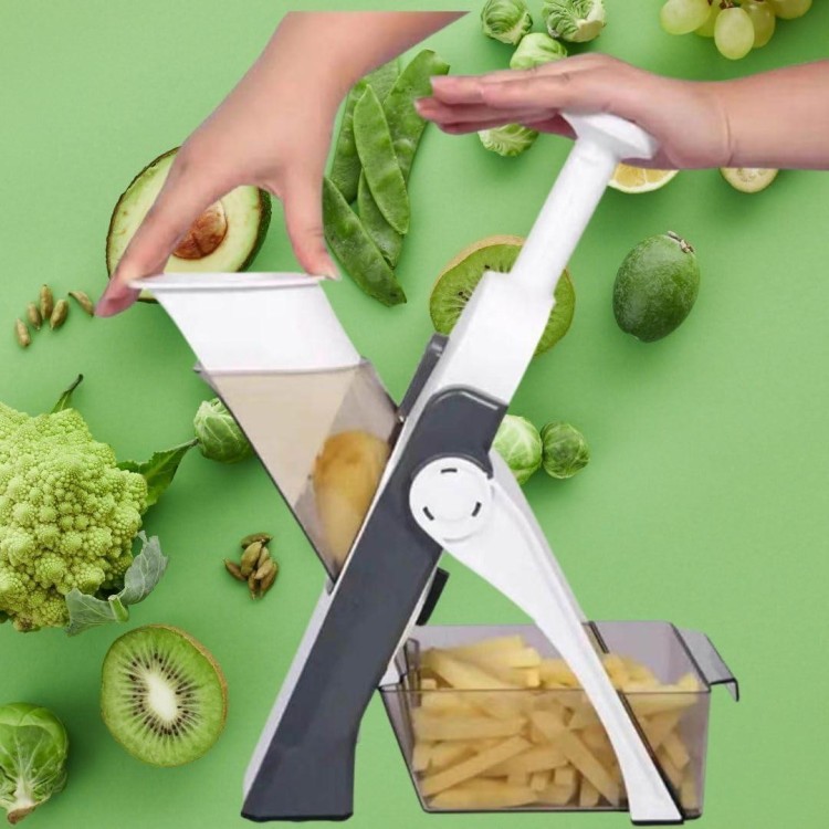 Mandoline Slicer for Kitchen, Vegetable Chopper, Adjustable Potato Slicer, Vegetable Slicer, Dicer, Onion Slicer, French Fry Cutter, Food Slicer, Food Chopper with Container, 5 in 1 Kitchen Tool