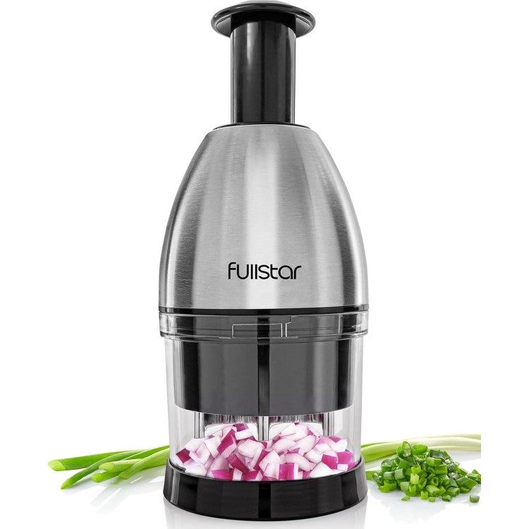 Fullstar Vegetable Chopper - Onion Chopper - Pro Food Chopper - Veggie Chopper - Vegetable Chopper with Container - Hand Chopper - Slicer Dicer Cutter (Silver)