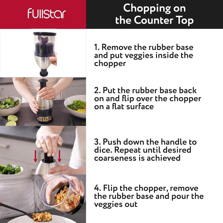 Fullstar Vegetable Chopper - Onion Chopper - Pro Food Chopper - Veggie Chopper - Vegetable Chopper with Container - Hand Chopper - Slicer Dicer Cutter (Silver)