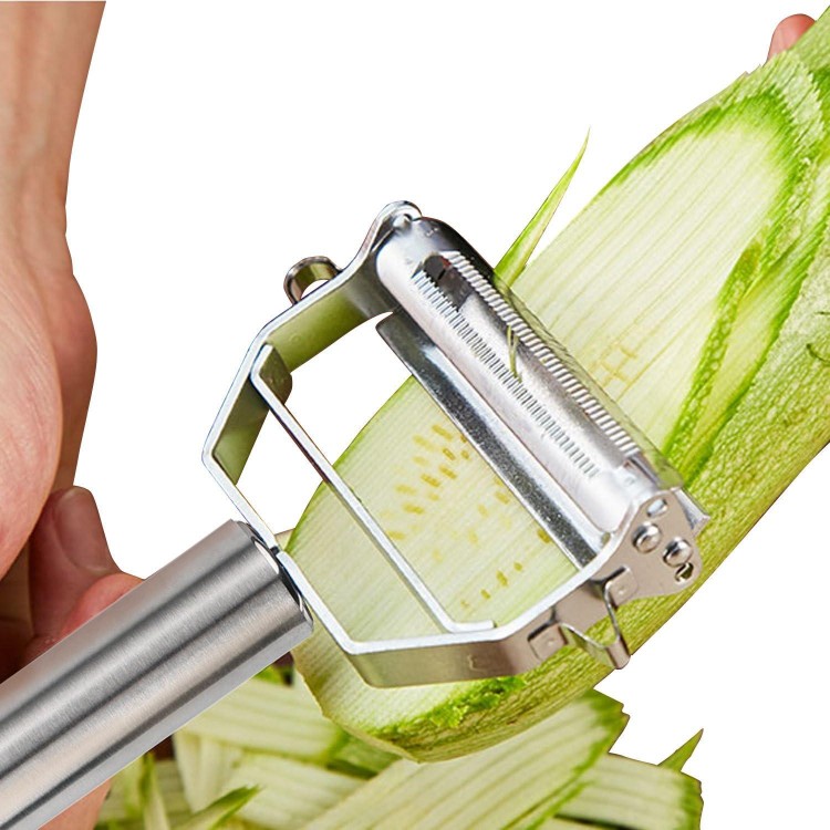 Sunkuka Julienne Peeler Stainless Steel Cutter Slicer with Cleaning Brush Pro for Carrot Potato Melon Gadget Vegetable Fruit