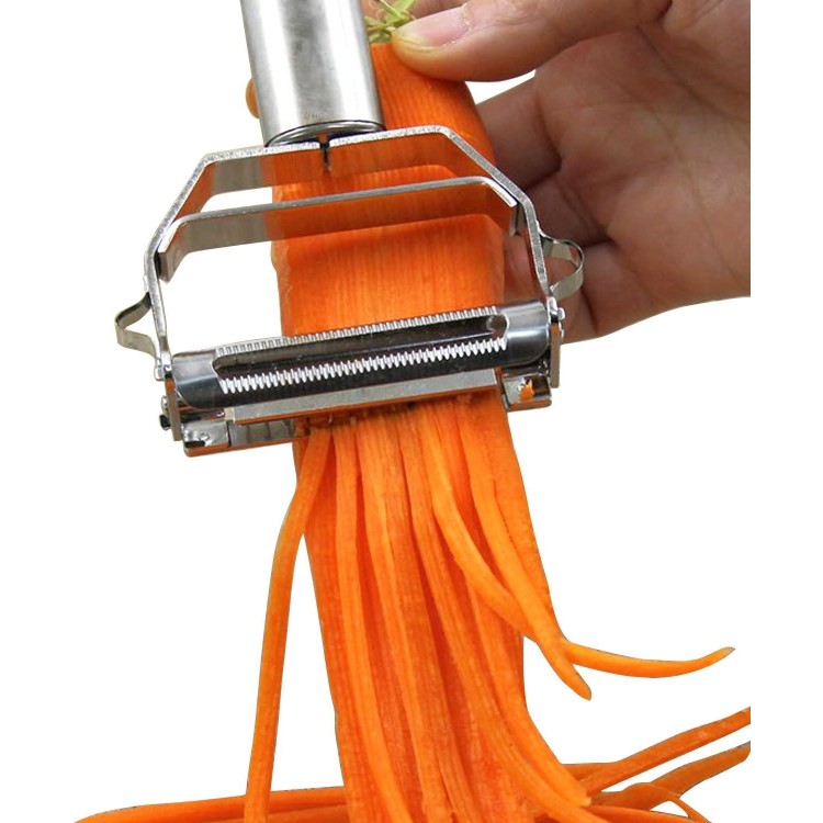 Sunkuka Julienne Peeler Stainless Steel Cutter Slicer with Cleaning Brush Pro for Carrot Potato Melon Gadget Vegetable Fruit