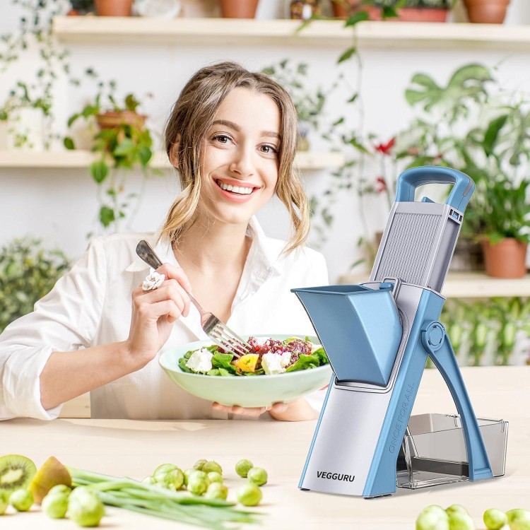 Safer Mandoline Food Slicer, Thickness Adjustable Vegetable Chopper, Onion Chopper Potato Slicer Tomato Cutter Dicer, Multifunctional Kithcen Food Fruit Chopper