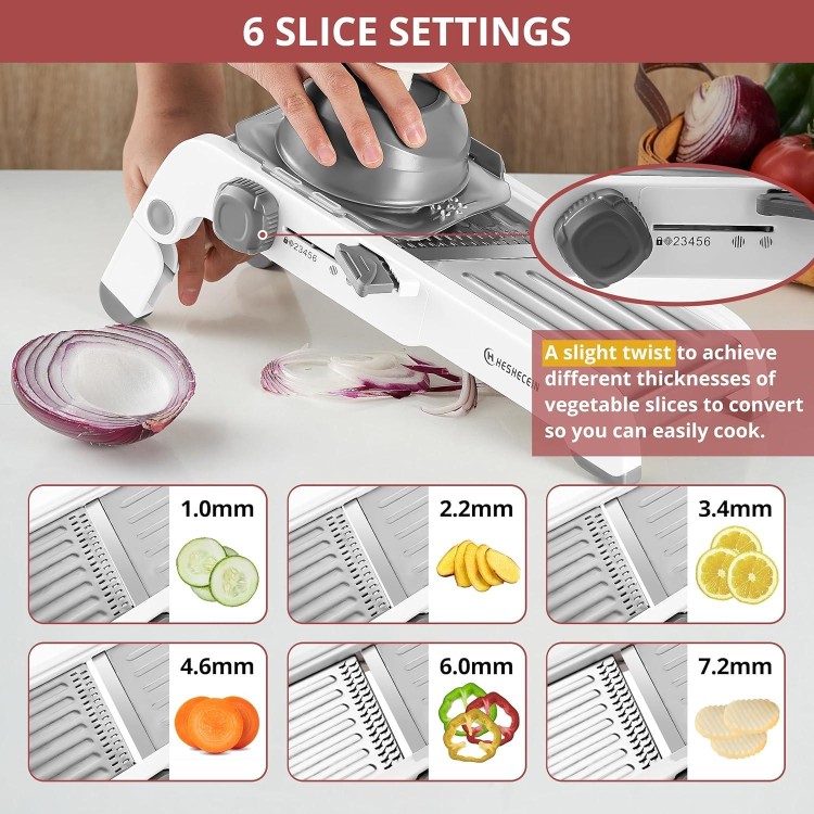 24-In-1 Mandoline Slicer for Kitchen,Adjustable Kitchen Mandoline Slicer,Food Chopper,Safe Mandoline Food Slicer,Mandolin with Waffle Fry Cutter-Grey