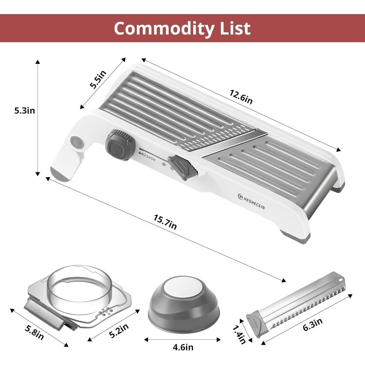 24-In-1 Mandoline Slicer for Kitchen,Adjustable Kitchen Mandoline Slicer,Food Chopper,Safe Mandoline Food Slicer,Mandolin with Waffle Fry Cutter-Grey