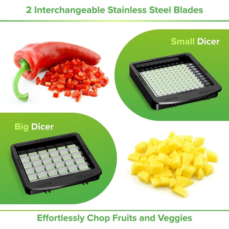 PrepNaturals Vegetable Chopper with Container, Veggie Chopper, Food Chopper & Onion Chopper - Mandoline Slicer for Kitchen (4 in 1, Black)