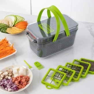 22 in-1 Pro-Vegetable Chopper, Multifunction Fruit and Vegetable Cutter, Dicer, Slicer, and (All in One) Product, SMALL, Green