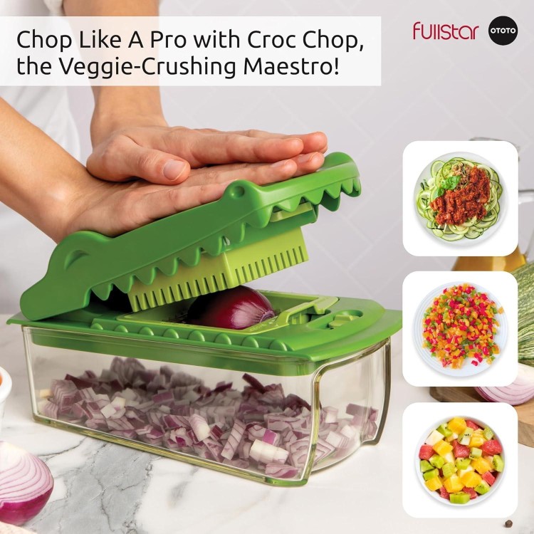 NEW!! Croc Chop by Fullstar X OTOTO, Vegetable Chopper, Food Chopper, Cool Kitchen Gadgets, Crocodile Onion Chopper, Housewarming Kitchen Gifts, Multifunctional Vegetable Cutter, Cooking Gifts Gadgets