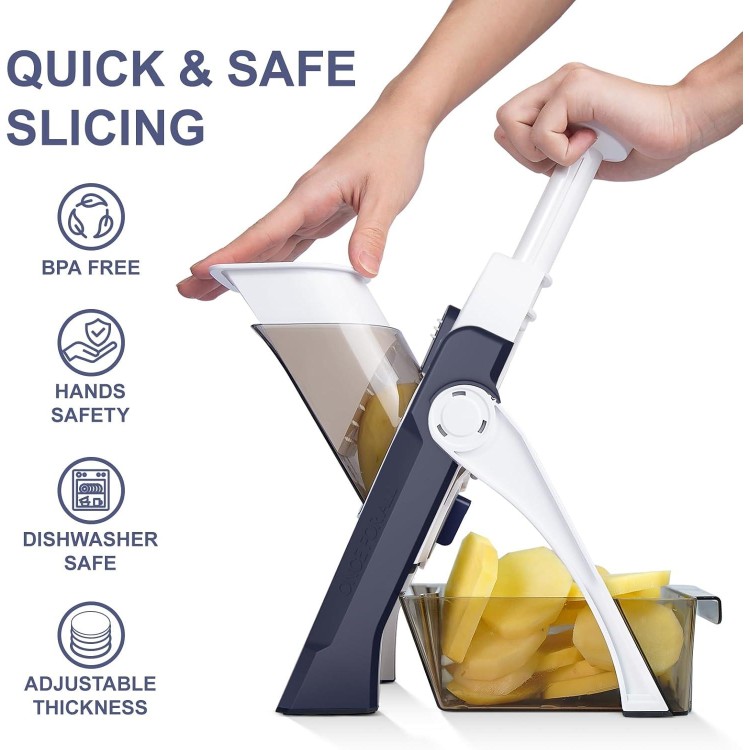 Mandoline Slicer/Veggie chopper for Kitchen &Safe Vegetable Chopper & Adjustable mandoline slicer.Easy to clean/storage/No need to replace the blade/safe and does not hurt your hands…