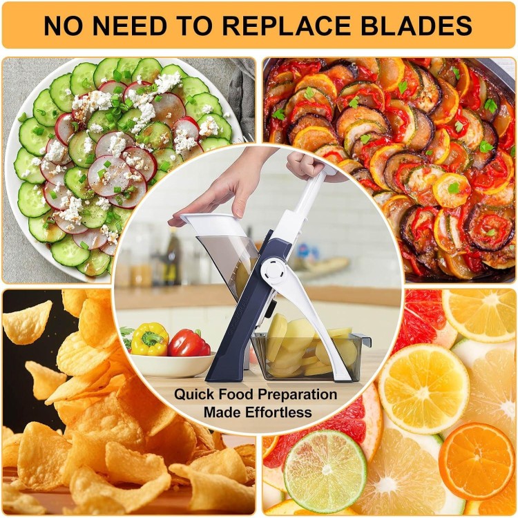 Mandoline Slicer/Veggie chopper for Kitchen &Safe Vegetable Chopper & Adjustable mandoline slicer.Easy to clean/storage/No need to replace the blade/safe and does not hurt your hands…