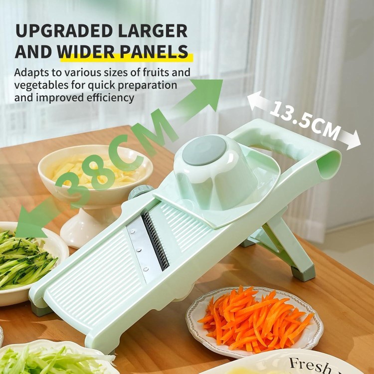 Adjustable Safe Mandoline Slicer for Kitchen, Stainless Steel Multifunction Vegetable & Fruit Cutter Slicer, Onion Potato Tomato Cabbage Apple Lemon Slicer Cutter, Multipurpose Veggie Slicer.