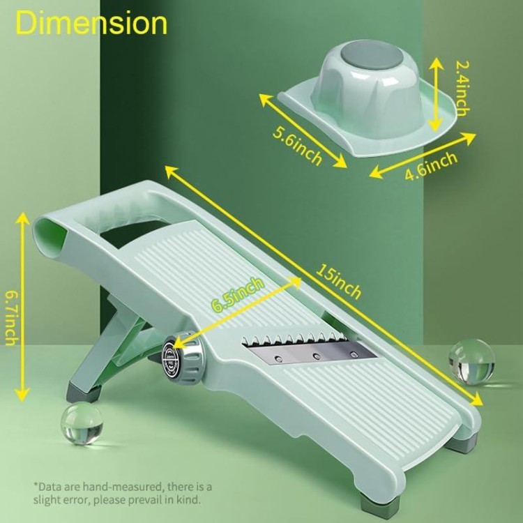 Adjustable Safe Mandoline Slicer for Kitchen, Stainless Steel Multifunction Vegetable & Fruit Cutter Slicer, Onion Potato Tomato Cabbage Apple Lemon Slicer Cutter, Multipurpose Veggie Slicer.