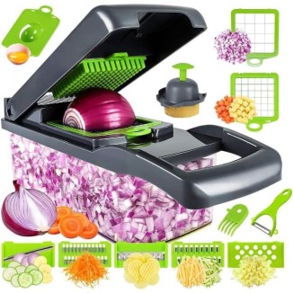 GYH&GXR Vegetable Chopper with Container, Onion Cutter, Multifuctional Chopper, Vegetable Slicer Dicer Cutter, Vegetable Chopper With 8 Blades, Food Salad Chopper Potato Slicer.