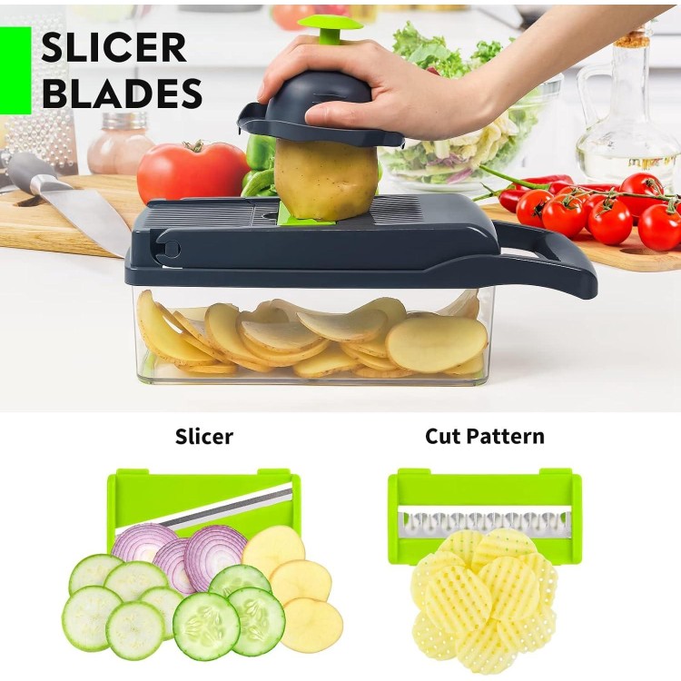 GYH&GXR Vegetable Chopper with Container, Onion Cutter, Multifuctional Chopper, Vegetable Slicer Dicer Cutter, Vegetable Chopper With 8 Blades, Food Salad Chopper Potato Slicer.