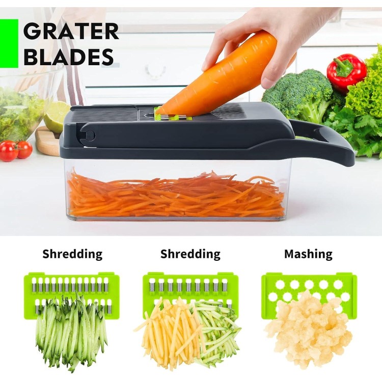 GYH&GXR Vegetable Chopper with Container, Onion Cutter, Multifuctional Chopper, Vegetable Slicer Dicer Cutter, Vegetable Chopper With 8 Blades, Food Salad Chopper Potato Slicer.