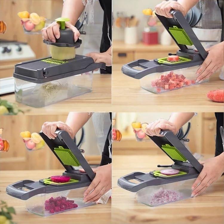 GYH&GXR Vegetable Chopper with Container, Onion Cutter, Multifuctional Chopper, Vegetable Slicer Dicer Cutter, Vegetable Chopper With 8 Blades, Food Salad Chopper Potato Slicer.