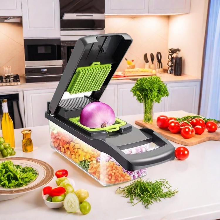 GYH&GXR Vegetable Chopper with Container, Onion Cutter, Multifuctional Chopper, Vegetable Slicer Dicer Cutter, Vegetable Chopper With 8 Blades, Food Salad Chopper Potato Slicer.