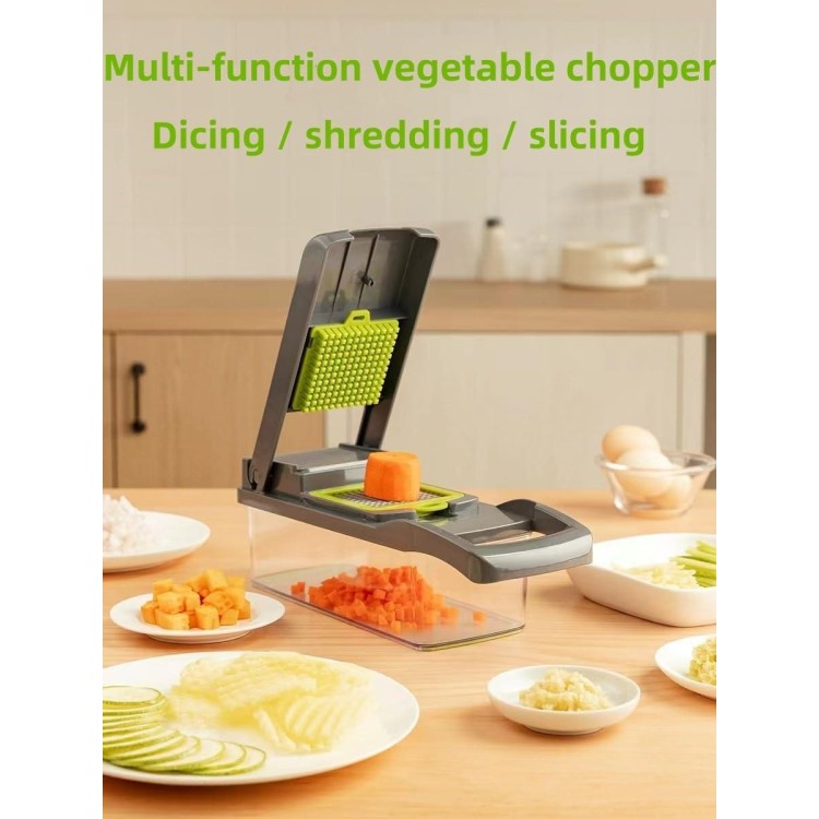 GYH&GXR Vegetable Chopper with Container, Onion Cutter, Multifuctional Chopper, Vegetable Slicer Dicer Cutter, Vegetable Chopper With 8 Blades, Food Salad Chopper Potato Slicer.